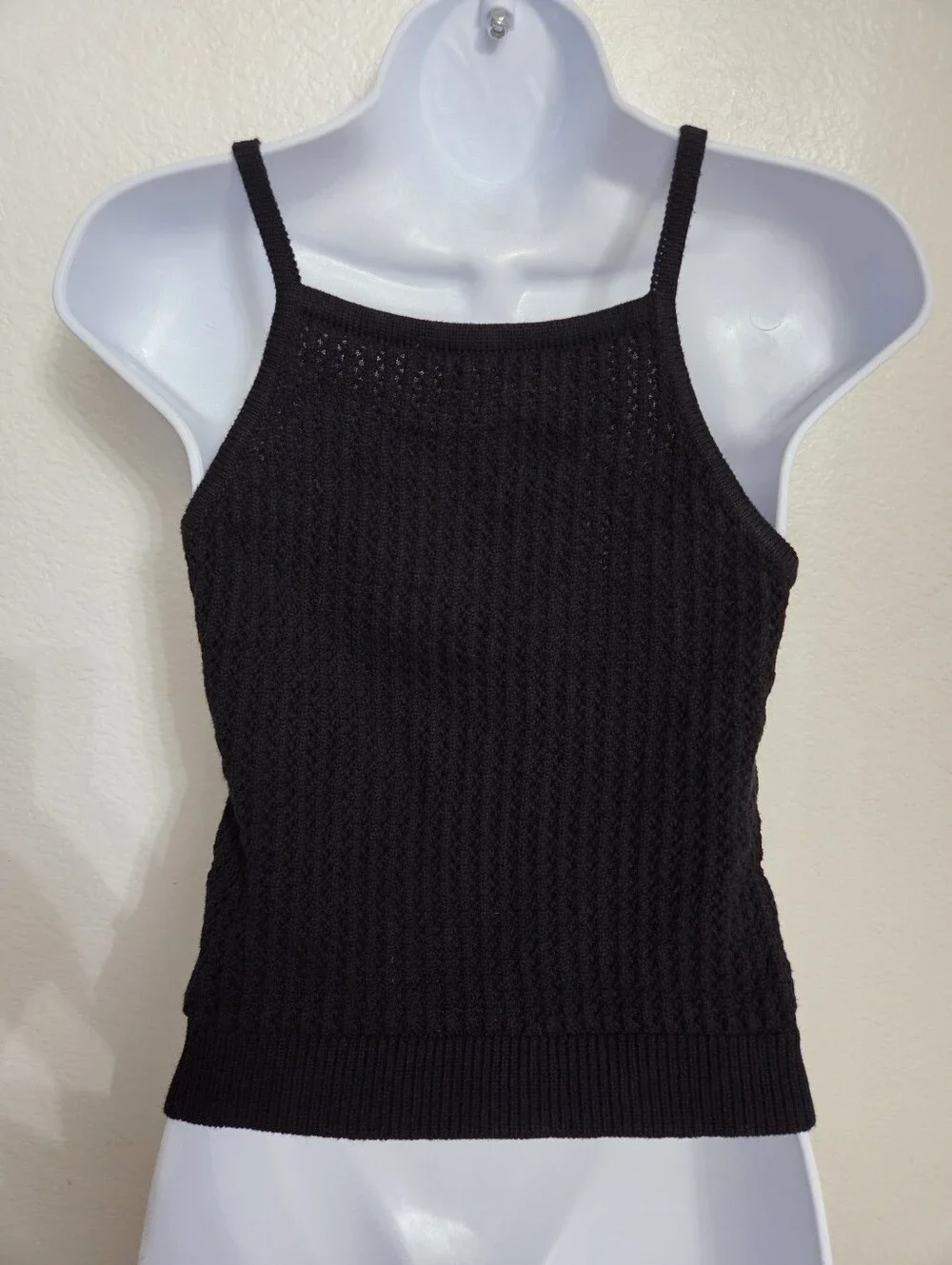 Z Supply Black Knit Square-Neck Tank Size Small